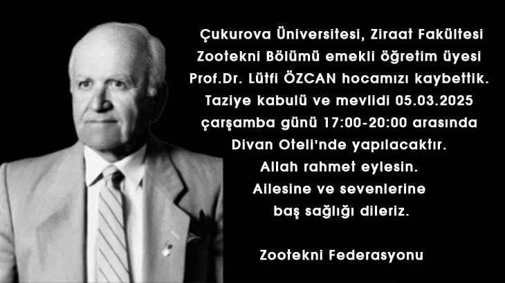 Prof. Dr.  Lütfi ÖZCAN hocamızı kaybettik.